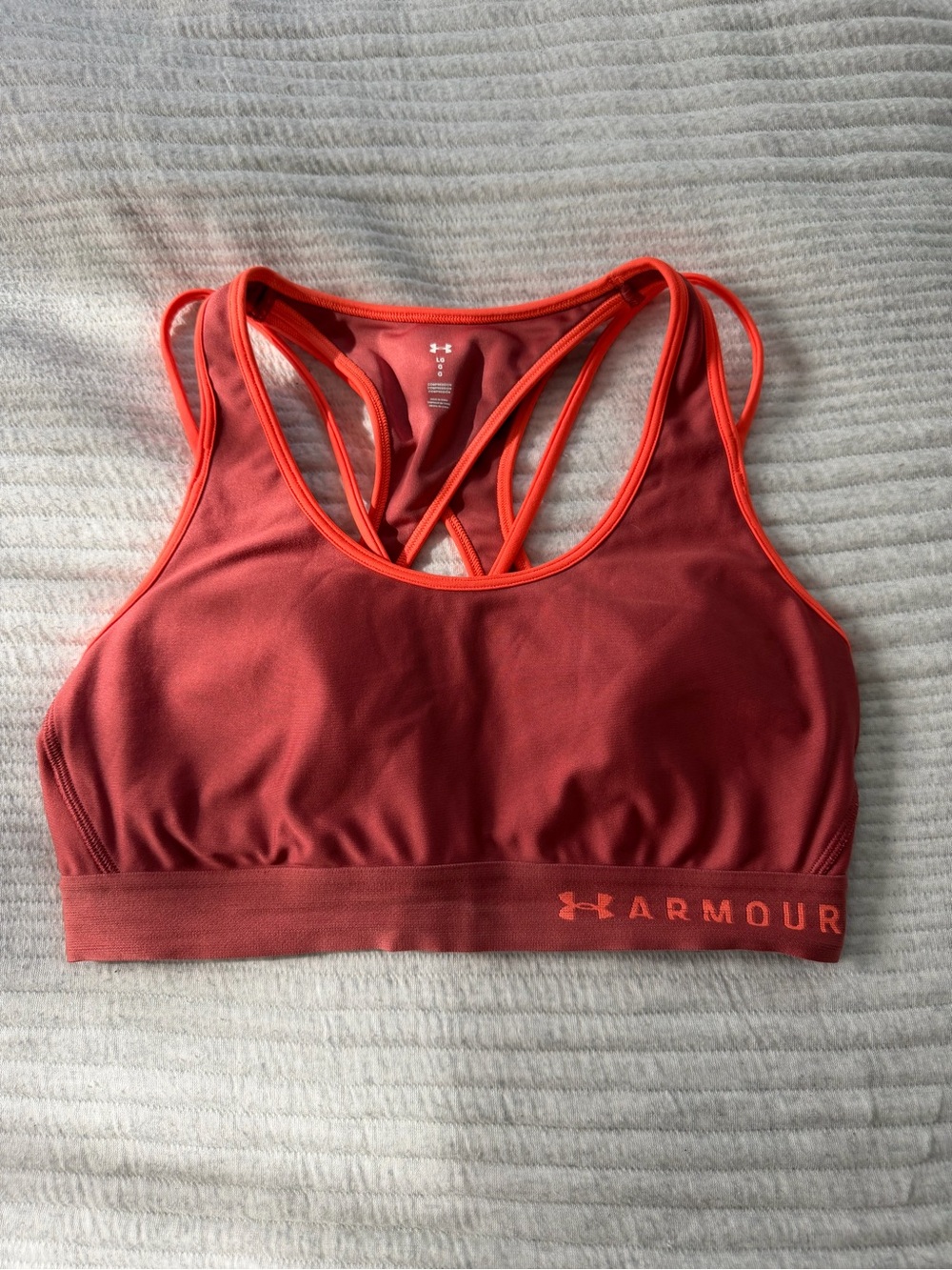LG Women's Red Strappy Sports Bra - Coral Trim